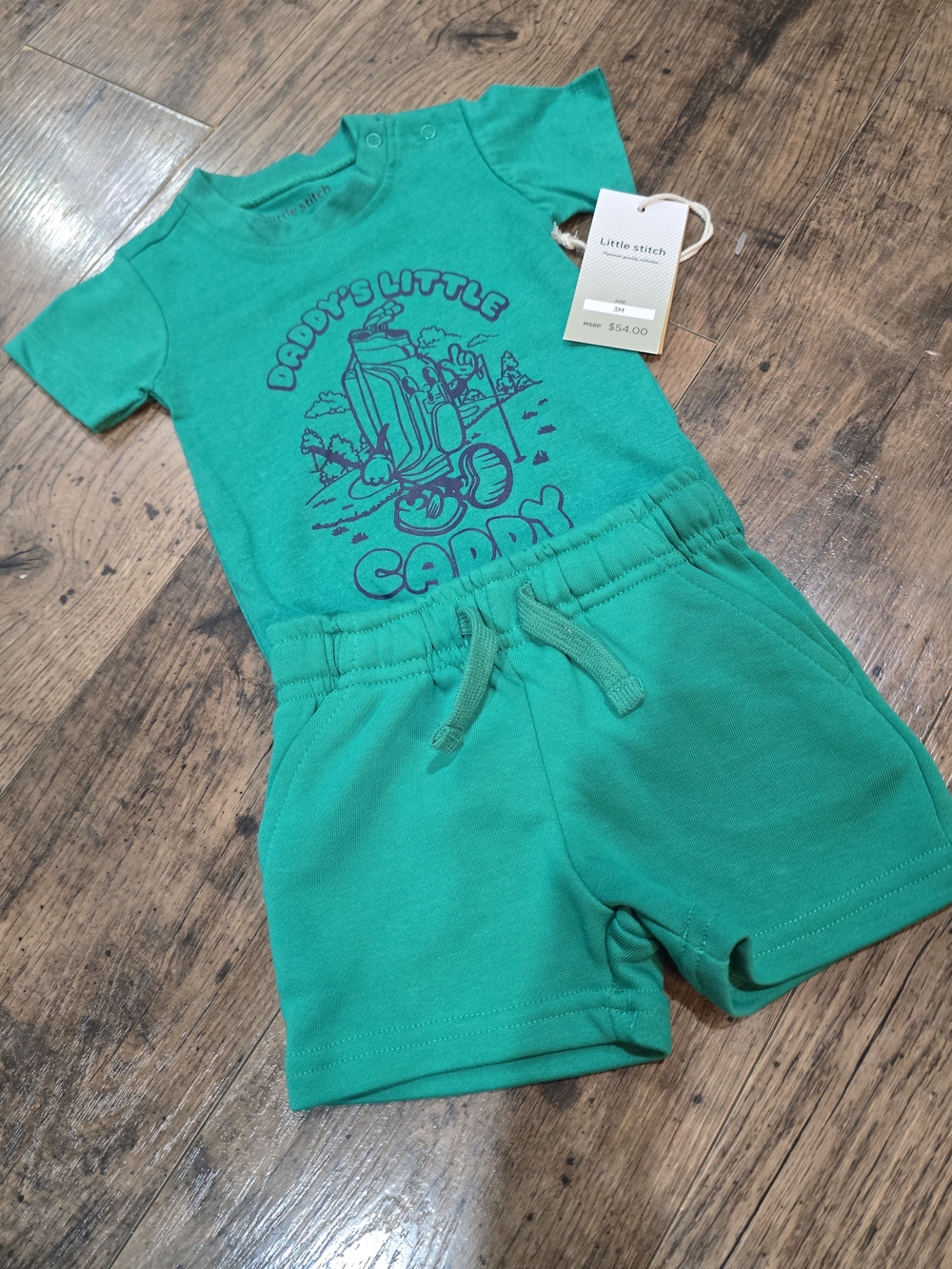 Kids' Green 'Daddy's Little Caddy' Matching Set